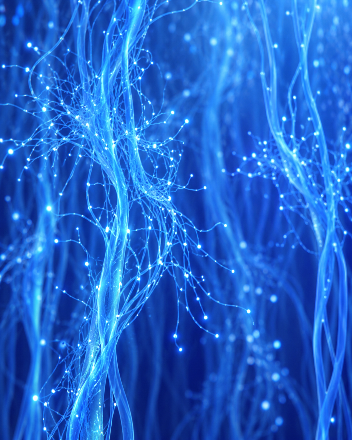 Interconnected blue neural filaments